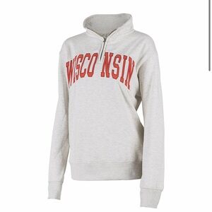 ZOOZATZ WOMEN'S WISCONSIN ¼ ZIP SWEATSHIRT (OATMEAL)